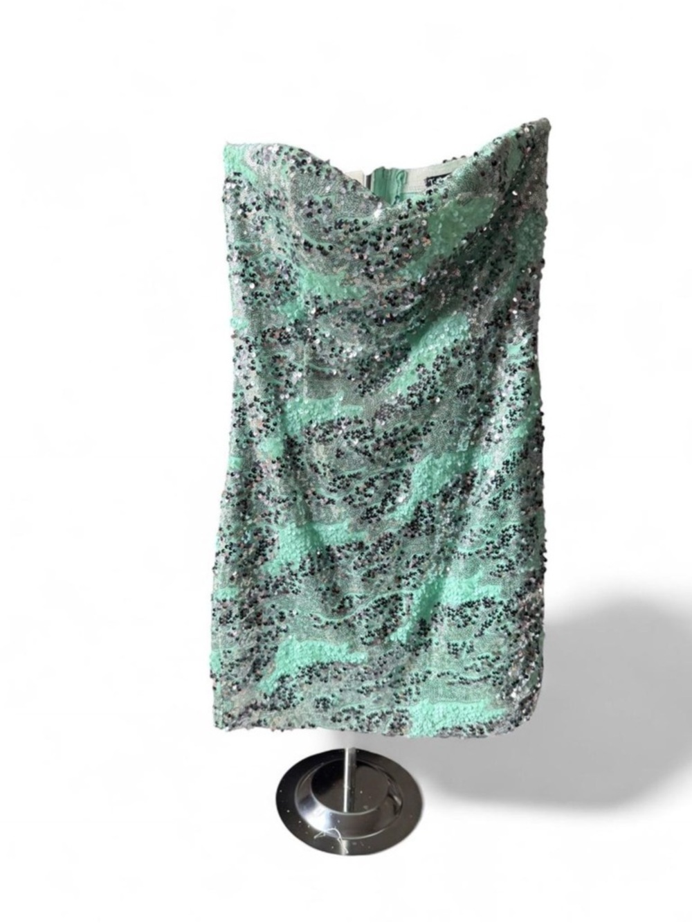 Trixxi Mini Strapless Mint Sequin Party Dress